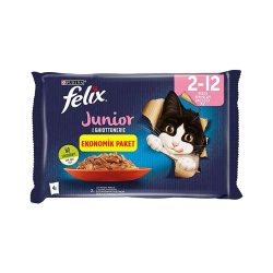 Purina Felix Tavuk Etli ve Sığır Etli Yavru Kedi Yaş Mama (4 x 85 g)