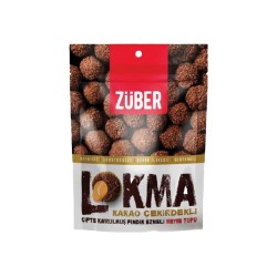 Züber Glütensiz Lokma Kakao Çekirdekli ve Çifte Kavrulmuş Fındık Ezmeli Meyve Topu (96 g)